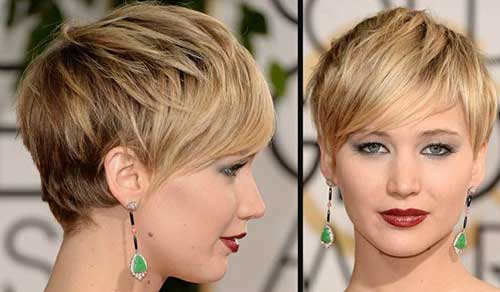 Jennifer Lawrence Short Styles for Round Faces