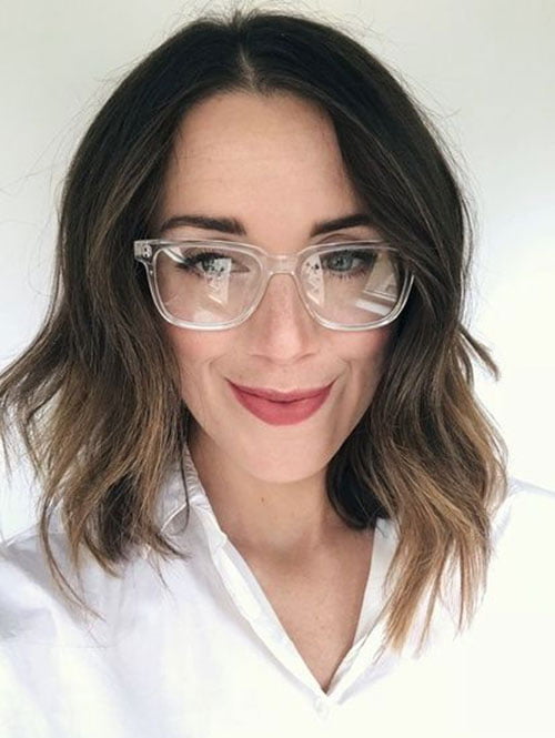 Long Bob Hairstyle Ideas with Glasses