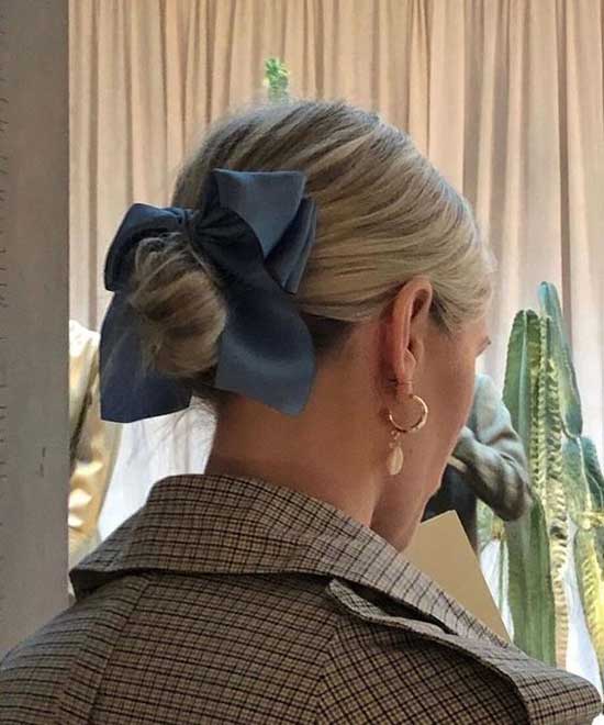 Short Bun Hairstyles with Ribbon